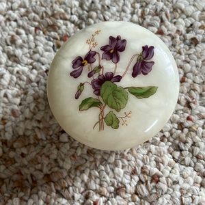 Vintage Genuine Alabaster Floral Box